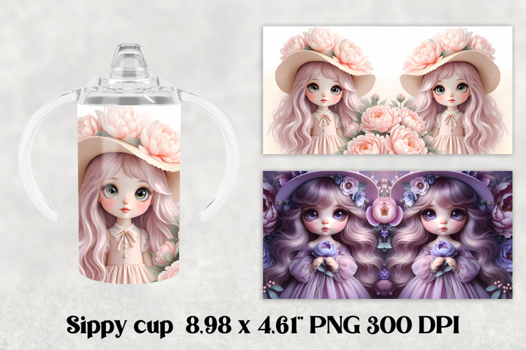 Cute doll kids sippy cup | Kids tumbler | Sippy cup PNG
