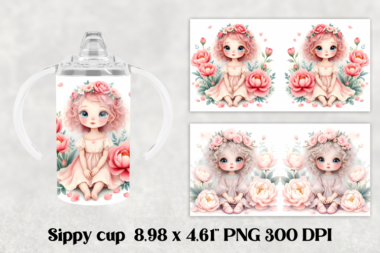 Cute doll kids sippy cup | Kids tumbler | Sippy cup PNG
