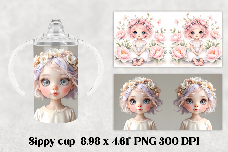 Cute doll kids sippy cup | Kids tumbler | Sippy cup PNG