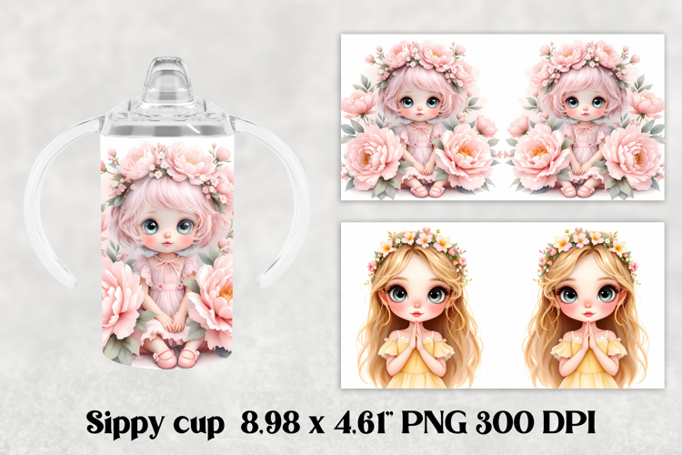 Cute doll kids sippy cup | Kids tumbler | Sippy cup PNG