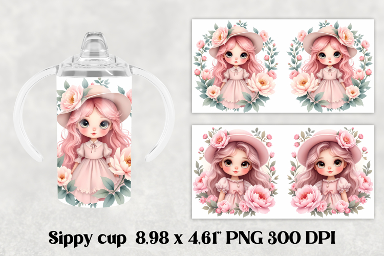 Cute doll kids sippy cup | Kids tumbler | Sippy cup PNG