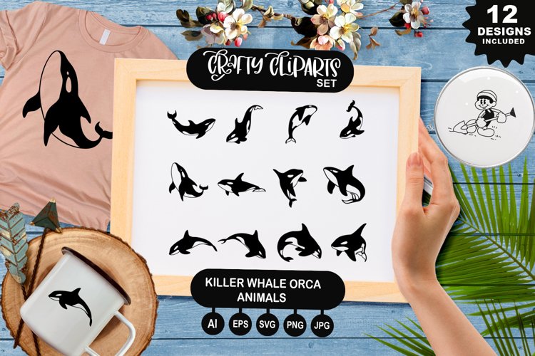 Killer Whale Orca Animals Clipart Set