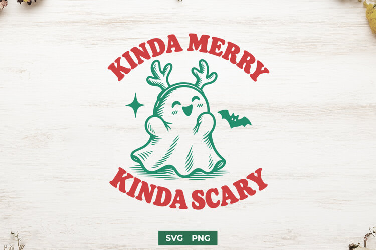 Kinda Merry Kinda Scary SVG, Spooky Christmas PNG Design example image 1
