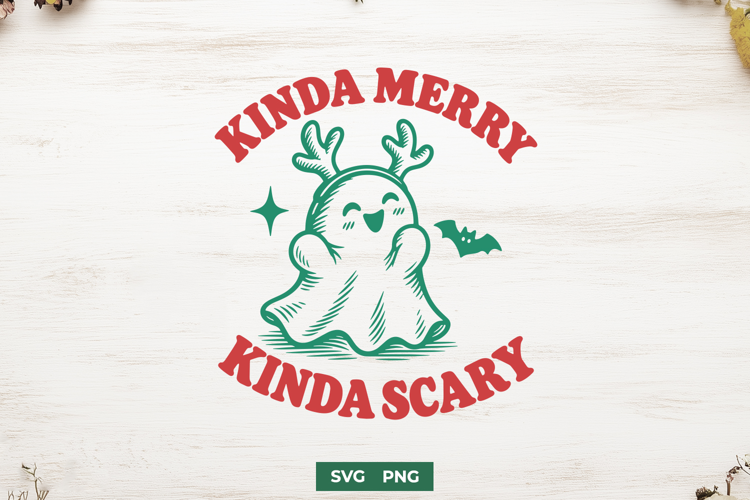 Kinda Merry Kinda Scary SVG, Spooky Christmas PNG Design