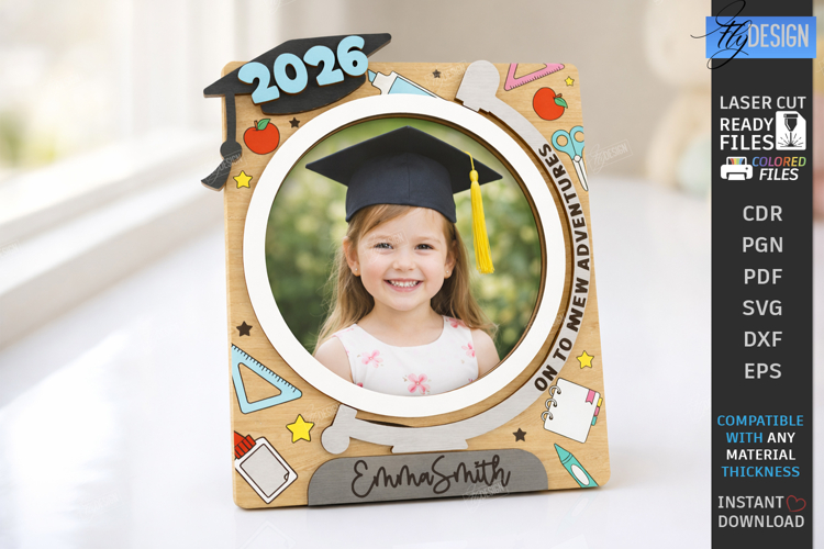 Kindergarten and School Graduation Photo Frame Laser Cut
