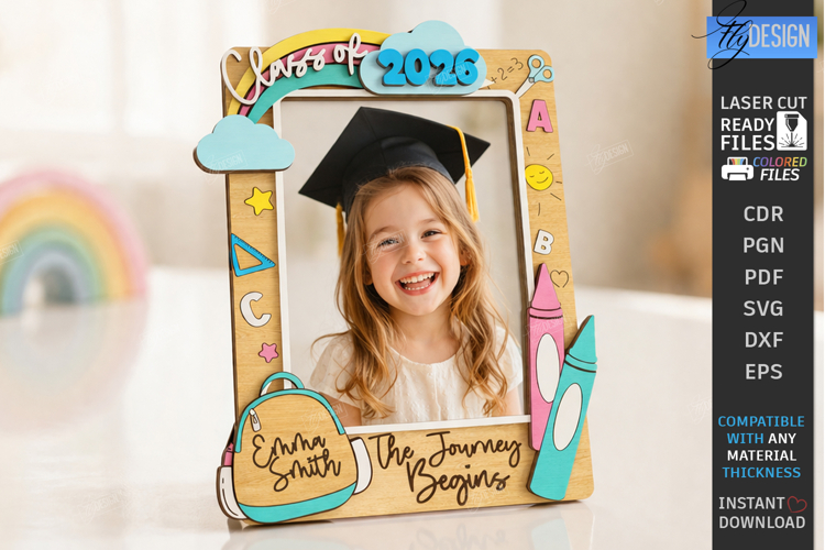 Kindergarten and School Graduation Photo Frame Laser Cut
