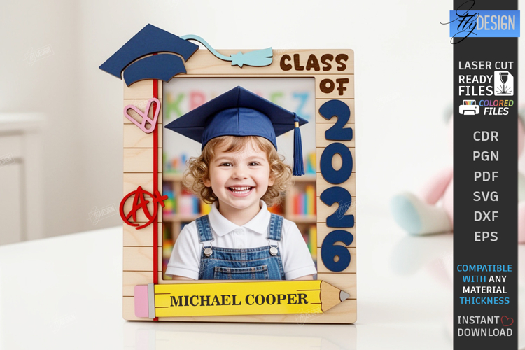 Kindergarten and School Graduation Photo Frame Laser Cut