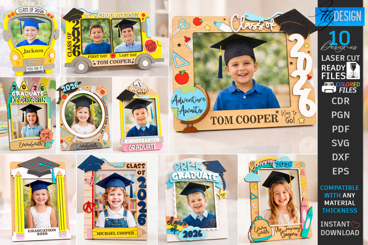 Kindergarten and School Graduation Photo Frame Laser Cut Set