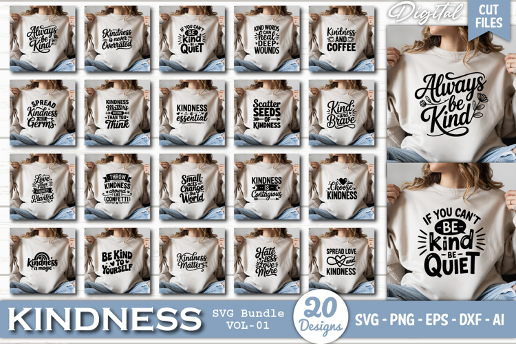 Kindness SVG Bundle | Be Kind Quotes SVG Bundle