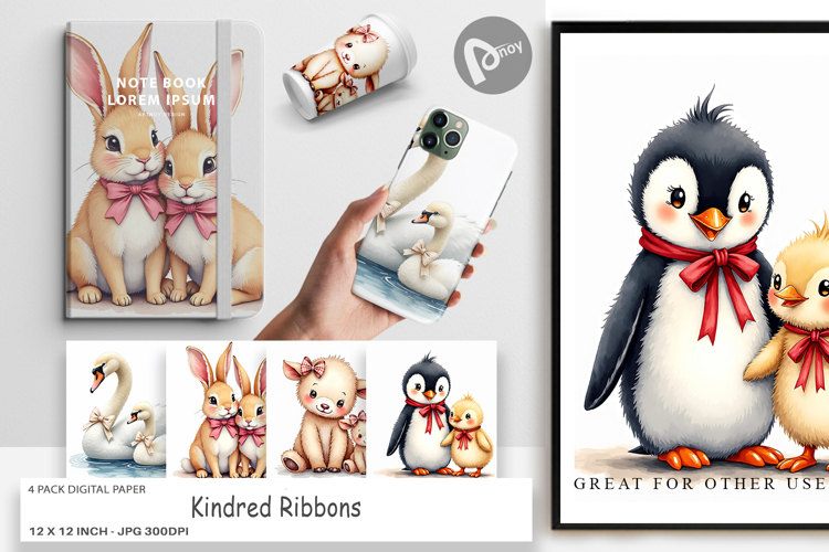 Kindred Ribbons Digital Paper