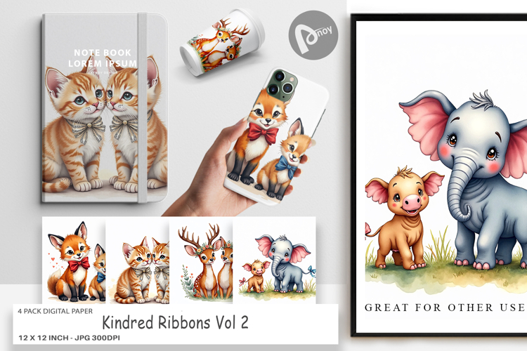 Kindred Ribbons Digital Paper