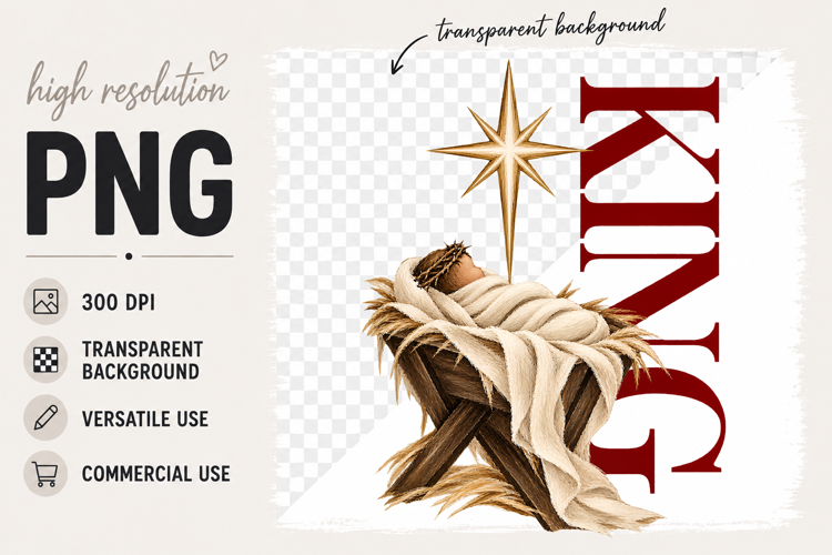 Jesus is King png, Christian Christmas png Sublimation