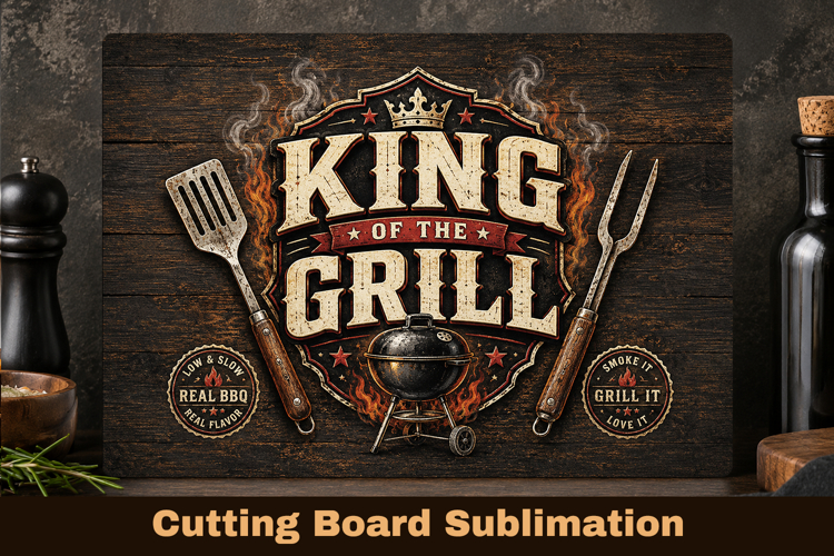 Fathers Day BBQ Cutting Board PNG, man cutting board