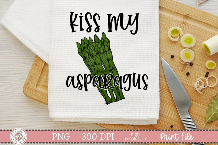 Kiss my Asparagus | Funny Food Pun Sublimation Design