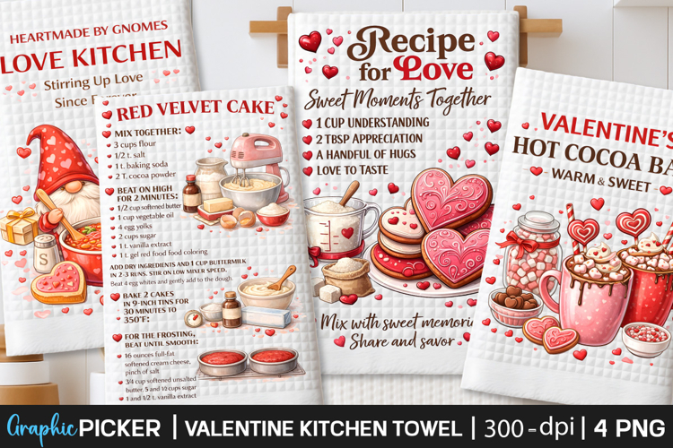 Valentine Kitchen Towel PNG, Valentine day Sublimation, Xoxo
