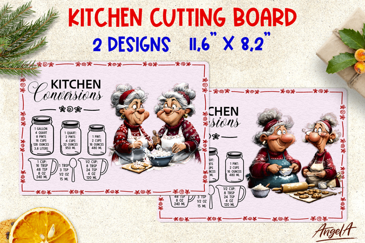 Christmas cutting board Kitchen board Best friends Cooking