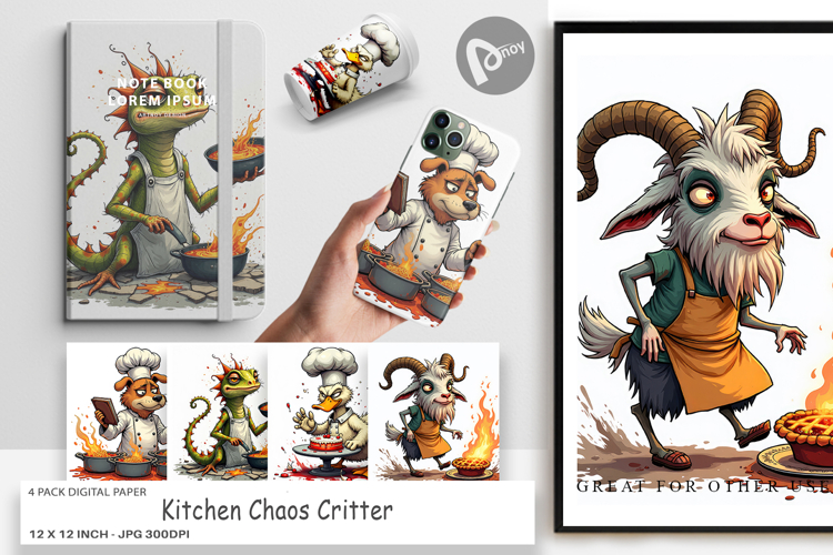 Digital Paper Kitchen Chaos Critter