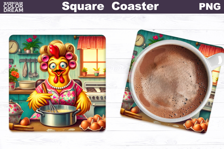 Funny Chicken Square Coaster | Mothers Day Sublimation