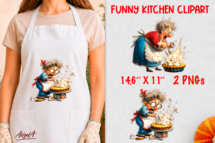 Kitchen clipart Angry Elderly lady cooking a pie