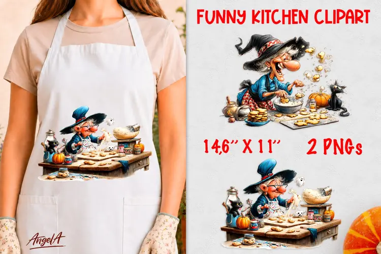 Kitchen clipart Funny Old lady Witch cooking cookies