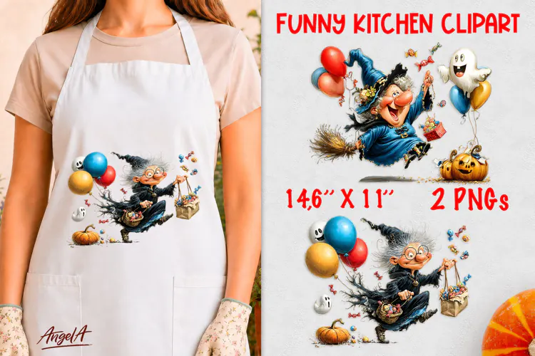 Witch clipart Halloween party Balloon, ghosts, pumpkins PNG
