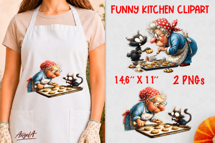 Cooking clipart Halloween party Grandma Black cat Cookies