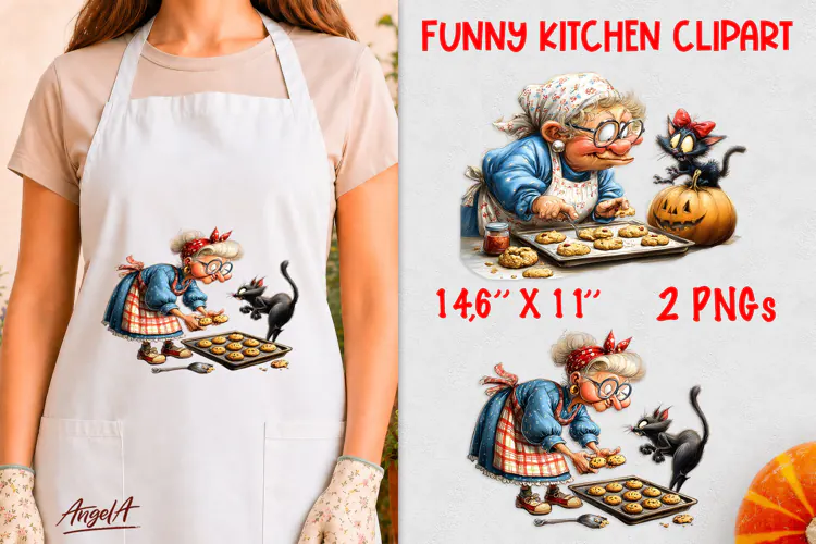 Cooking clipart Grandma Black cat Cookies Halloween party