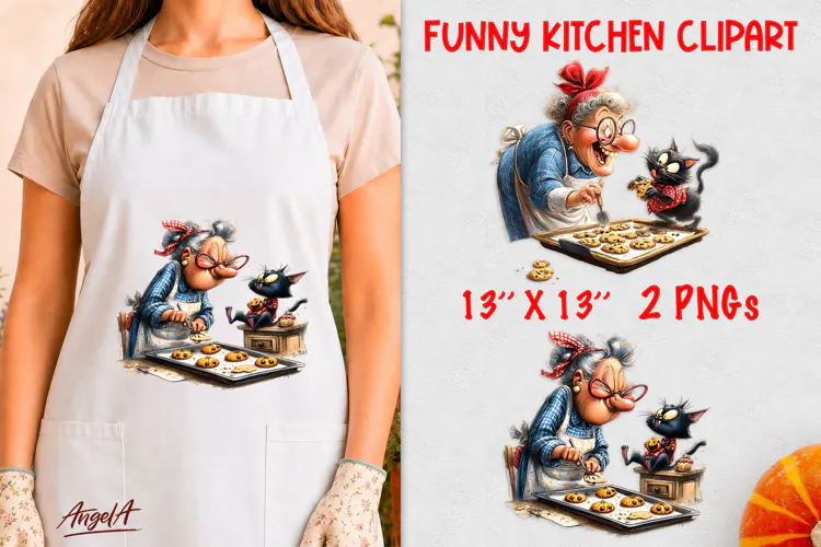 Cooking clipart Halloween party Grandma Black cat Cookies