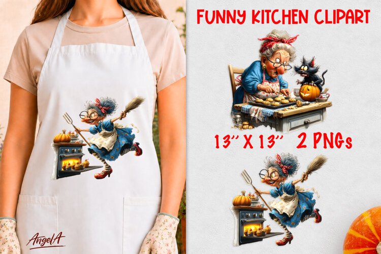 Cooking clipart Grandma Black cat Cookies Halloween party example image 1
