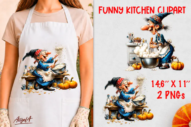 Kitchen clipart Elderly lady, cute grandma cooking PNG