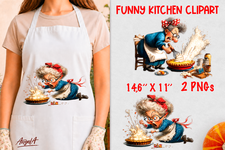 Kitchen clipart Funny Elderly lady cooking a pie
