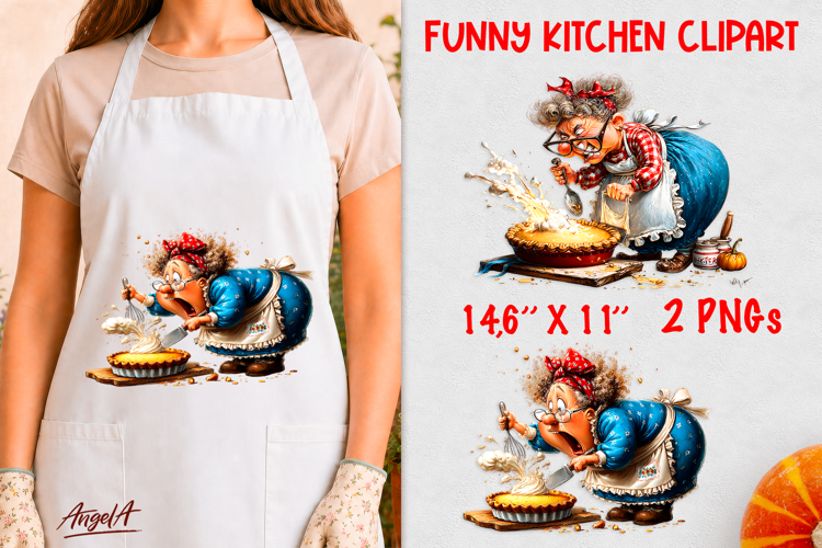 Kitchen clipart Angry Elderly lady cooking a pie