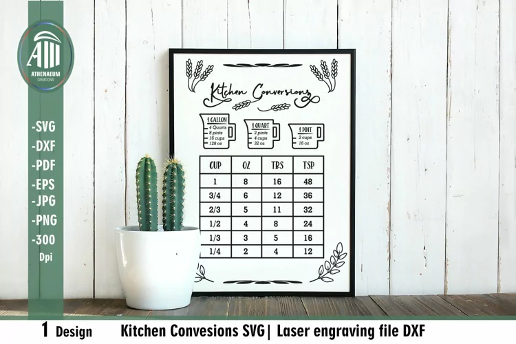 Kitchen SVG|Conversions chart|Kitchen conversion|Laser cut