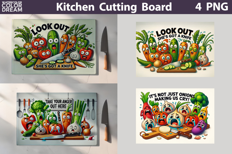 Funny Vegetables Cutting Board | Kitchen Crime Scene