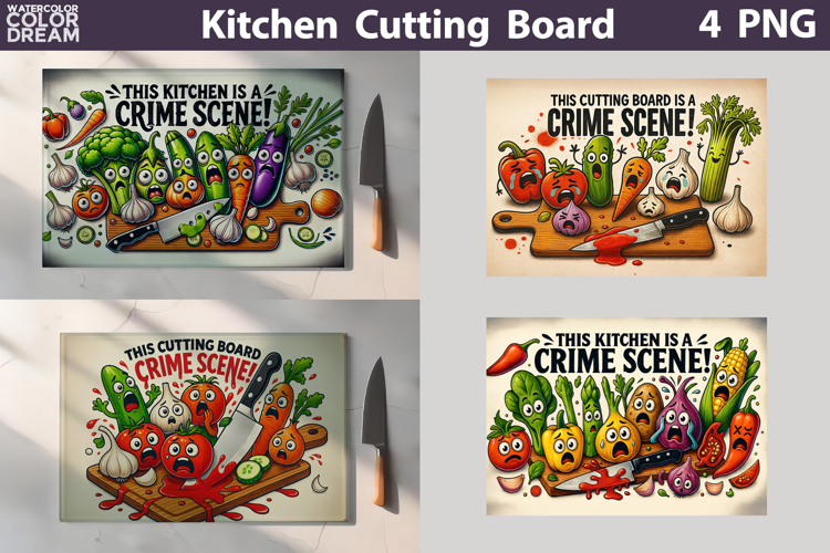 Funny Vegetables Cutting Board | Kitchen Crime Scene
