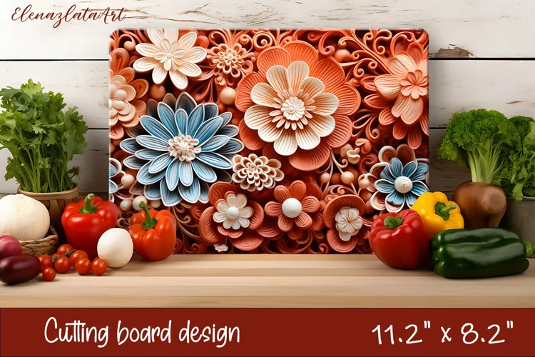 3d Flower Cutting Board Sublimation | Kitchen Chopping Board