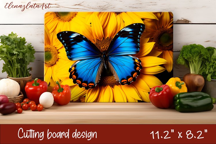 Summer butterfly stained glass - cutting board design
