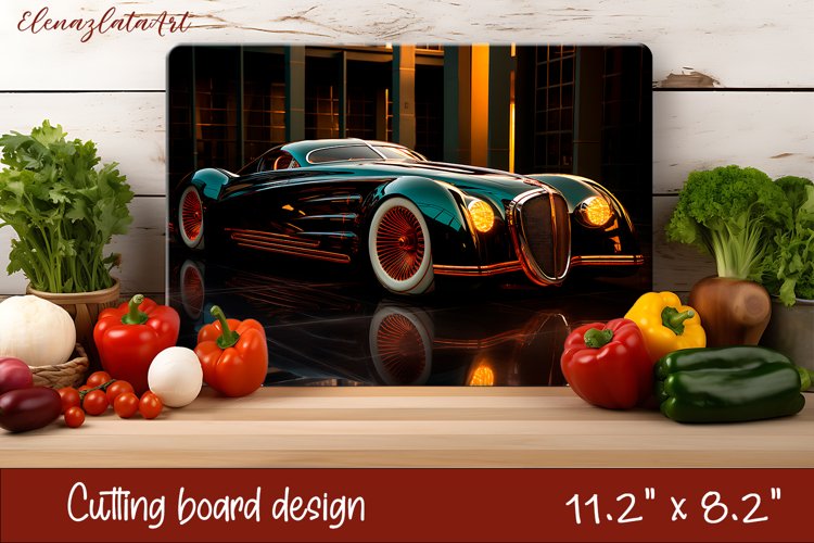 Sublimation cutting board, Gatsby retro car sublimation example image 1