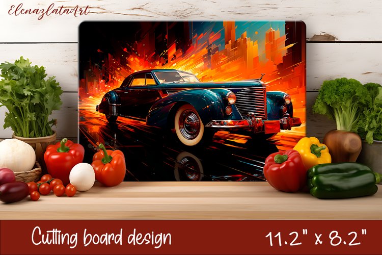 Sublimation cutting board, Gatsby retro car sublimation example image 1