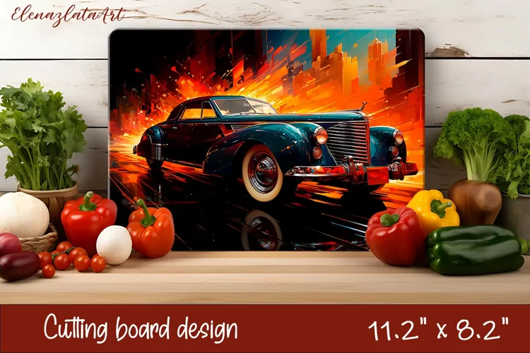 Sublimation cutting board, Gatsby retro car sublimation