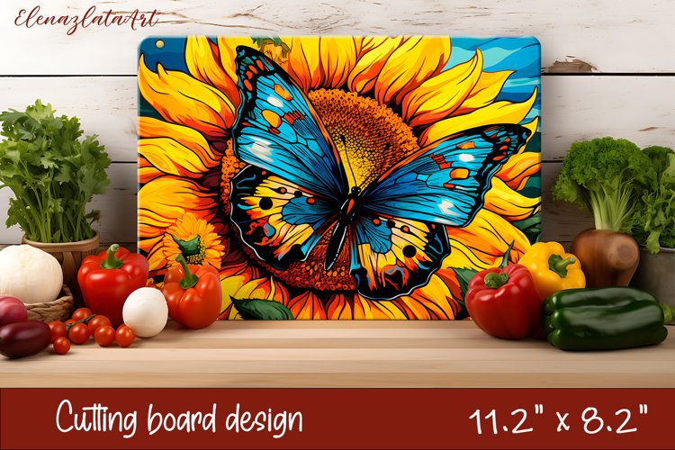 Summer butterfly stained glass - cutting board design