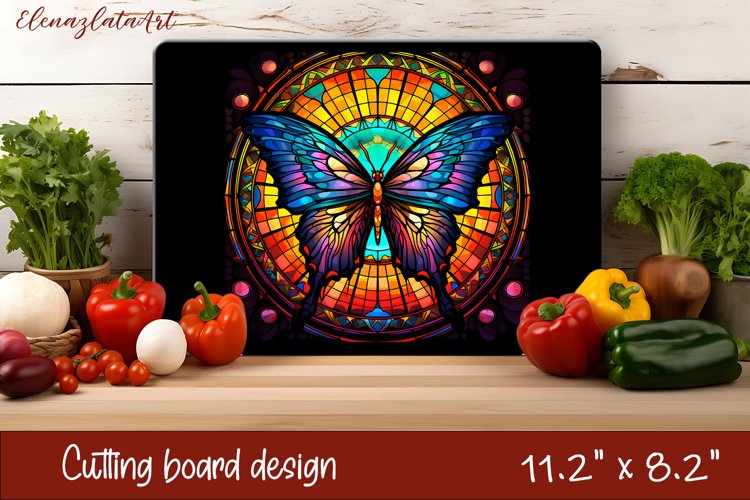 Summer butterfly stained glass - cutting board design