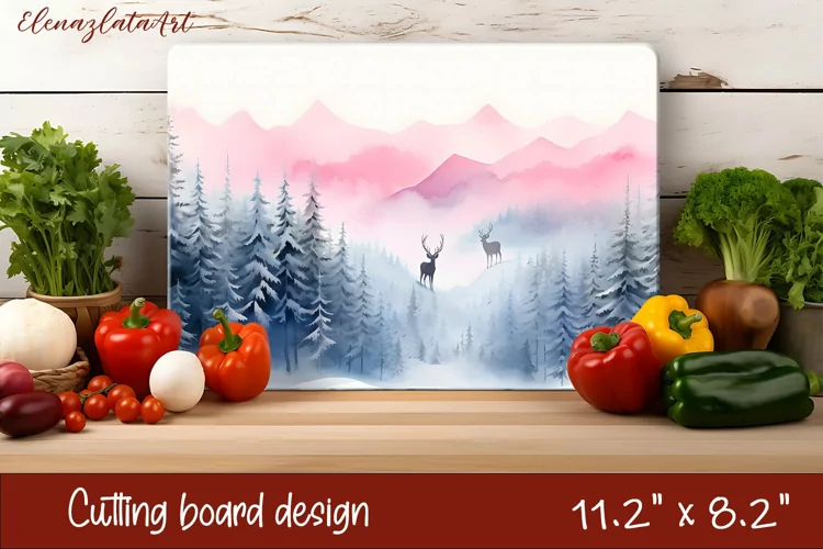 Winter forest landscape - cutting board design