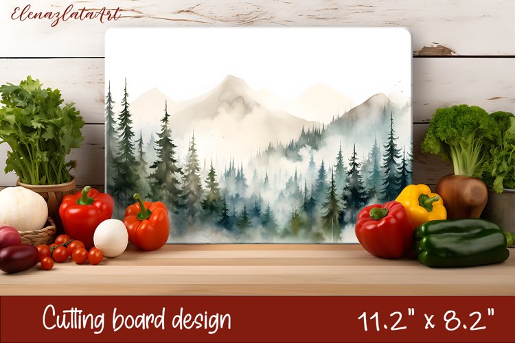 Winter forest landscape - cutting board design