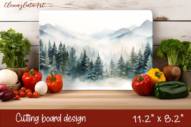 Winter forest landscape - cutting board design