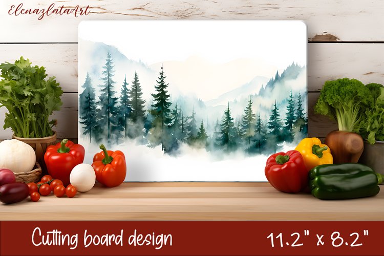 Winter forest landscape - cutting board design