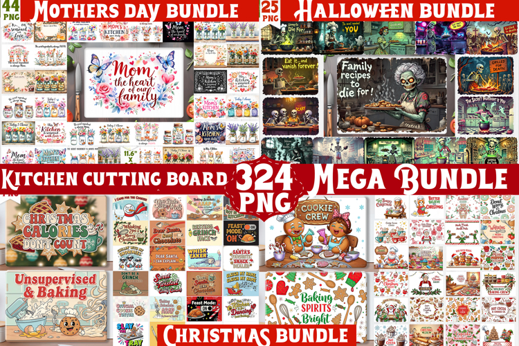 Christmas, Halloween, Mothers day Cutting Board MEGA bundles