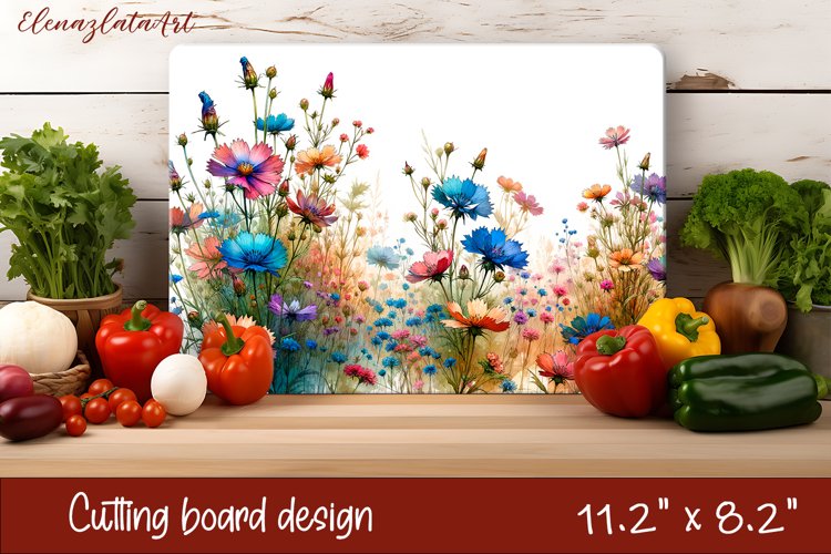 Flowers Cutting Board Design. Meadow Wildflowers