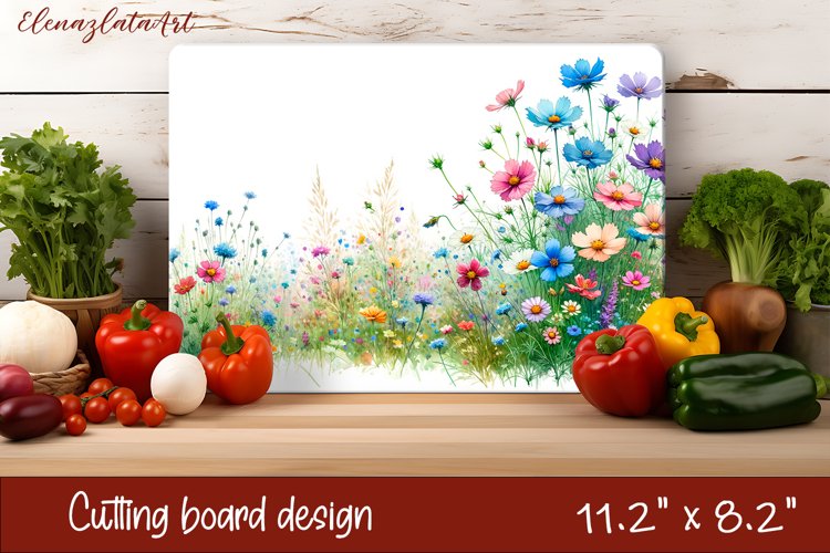 Flowers Cutting Board Design. Meadow Wildflowers