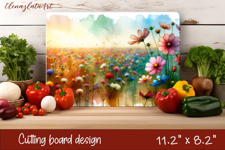 Flowers Cutting Board Design. Meadow Wildflowers